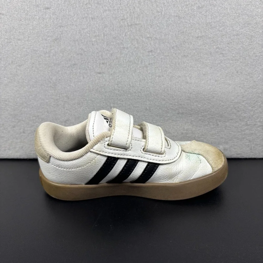 Adidas‎ VL Court 3.0 Hook & Loop No Tie Sneakers Shoes Toddler Size 10K White
